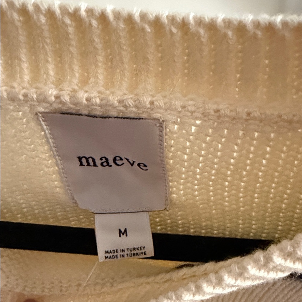 Anthropologie Maeve Crew-Neck Whipstitch Heart Icon Sweater size medium - Picture 7 of 9